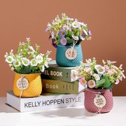 创意小雏菊仿真花小盆栽摆件，客简约大气，花塑料绢花盆景桌面装饰品