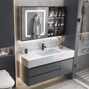 岩板陶瓷盆浴室柜组合智能，镜轻奢洗手池，洗漱台洗面盆卫生间洗脸柜