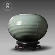 季景金龙泉青瓷 哥窑 陶瓷花瓶台面花瓶名人名作摆件现代花器手工