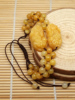 天然黄玉双貔貅玉珠编绳手链女款复古饰品，民族风可调节手串