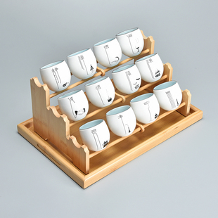 中式茶杯套装家用待客小杯子陶瓷，茶碗茶具喝茶专用主人杯古风酒杯