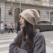 秋冬日系帽子女款2023百搭堆堆帽加厚保暖针织毛线帽冬季冷帽