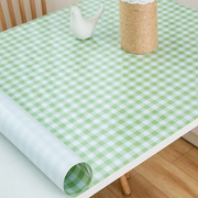 北欧绿格子pvc餐桌书桌布茶几，台布防水防油免洗轻奢软玻璃桌垫