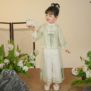 汉服女童春季儿童古风套装小女孩中国风新中式裤子两件套宝宝唐装