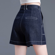 a字牛仔短裤女夏季薄款2024女士欧货高腰，设计感阔腿宽松热裤