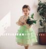 韩国童装2020女童森系精致刺绣浅绿色条纹长袖连衣裙100-145