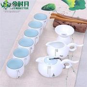 今时月茶具套装家用简约陶瓷功夫，茶具整套泡，茶壶茶杯套装定窑白