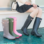 欧美长筒雨靴女高筒雨鞋时尚，款外穿厚底，高端水鞋女防水防滑长靴