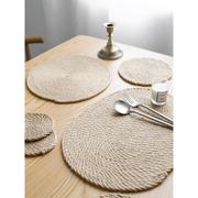 日式亚麻编织隔热垫防烫餐垫，锅垫餐盘垫餐桌，垫菜垫碗家用杯垫草编