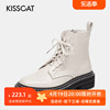 KISSCAT/接吻猫短靴秋冬季圆头平跟侧拉链牛皮马丁靴女KA10582-50