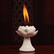 莲花油灯液体酥油灯，灯盏陶瓷供佛家用佛具供奉长明，香油灯座
