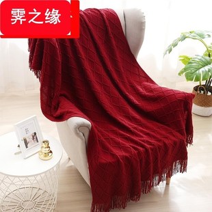 新婚大红色毯子酒红色毛毯，婚庆床尾毯结婚线毯沙发盖毯陪嫁空调毯