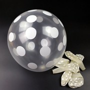 外贸气球 12寸加厚透明气球 波点气球白色 1个