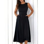 法式夏季大码复古女装无袖性感显瘦小黑裙修身大摆纯色连衣裙