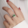 凯美珠宝天然祖母绿形切割绿碧玺戒指18K白金镶钻石女戒古典大方