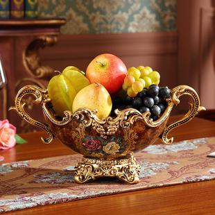 欧式高档水果盘奢华客厅茶几，餐厅装饰品创意，美式复古干果盘家用