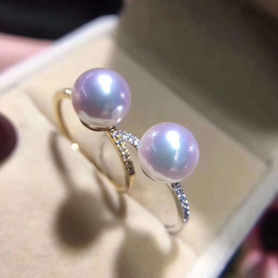 diy珍珠配件s925纯银简约时尚款开口戒指，活口可调节指环手饰空托