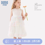 女童连衣裙2024夏季白色公主裙子，蓬蓬裙儿童礼服，裙亮片网纱裙
