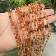 2-3-4mm天然红玛瑙圆珠散珠半成品，一条38厘米，长油润通透红丹花diy