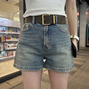 高腰牛仔短裤女士2024年夏款薄款宽松阔腿显瘦小个子A字热裤