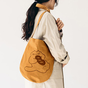 韩国live work创意环保袋可爱猫咪单肩包女休闲软布帆布包购物袋