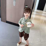 女童汉服套装宝宝中国风短袖儿童夏季民族风衣服女孩夏装两件套