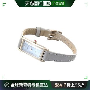 日本直邮西铁城女式方形防水腕表白色皮革，腕带走时精准手表
