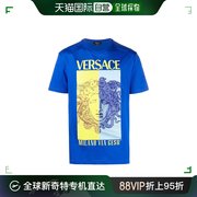 香港直邮Versace范思哲男士T恤宝蓝色美杜莎头像拼色印花图案