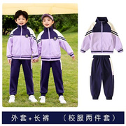 校服套装小学生秋季幼儿园园服紫色春秋夏季短袖儿童班服老师定制