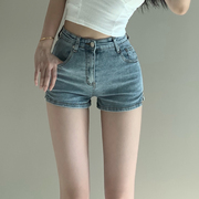 辣妹mini超短裤弹力紧身性感，牛仔热裤复古高腰包(高腰包)臀牛仔裤女