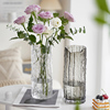 北欧简约创意轻奢透明花瓶，水养富贵竹百合玻璃插花器，客厅餐桌摆件
