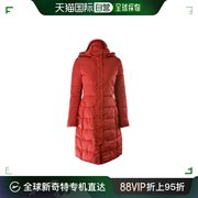 香港直邮emporioarmani女士红色，聚酯纤维填充连帽中长款棉服6z