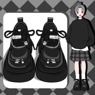 艾米与麦麦玛丽珍小皮鞋女2024日系jk学院风女生黑色厚底鞋子