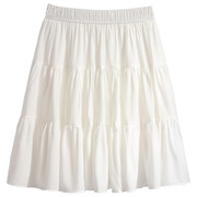 裙子女夏半身裙2024夏季白色短裙百褶裙高腰，a字蛋糕裙半裙