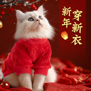 小猫猫咪新春过年衣服加厚保暖加绒宠物布偶马甲，背心防掉毛冬季款