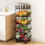 厨房果蔬置物架落地多层菜篮子可移动家用储物框家居用品收纳神器