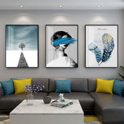 高档现代简约客厅三联画沙发背景墙装饰画北欧风格晶瓷挂画免打孔