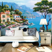 欧式8D壁画5D地中海油画风景壁纸客厅沙发电视背景墙纸3D影视墙布