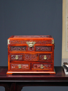 红酸枝首饰盒仿古中式百宝箱实木，收纳盒结婚陪嫁送礼木质手饰品盒