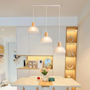 日式原木餐厅吊灯现代北欧创意原木风灯侘寂风餐桌吧台三头小