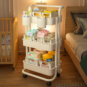 婴儿用品置物架小推车落地多层厨房新生儿卧室，移动零食收纳储物架