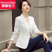 白色小西装外套女春秋韩版修身短款小个子休闲薄款西服夏