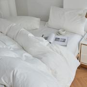 五星级民宿酒店宾馆，床上用品四件套纯白色，床单被套被罩床笠三件套