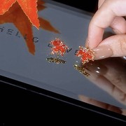 韩国红色枫叶耳钉女2023年潮，耳环高级感银针，复古水晶独特耳饰