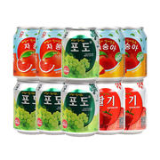 韩国九日果汁饮料整箱238ml*12瓶含果粒果肉，国产葡萄草莓桃子西柚