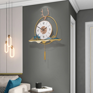 定制现代简约家用客厅艺术创意麋鹿铁艺钟表轻奢时尚静音卧室装饰