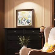 复古客厅装饰画美式卧室床头，壁画欧式沙发，背景墙挂画抽象玄关花卉