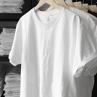 日本210g纯棉夏季纯色短袖，打底衫情侣t恤圆领男女款体桖纯黑内搭