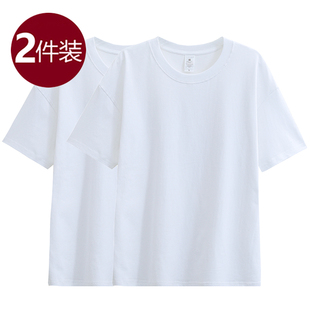 日单良品纯棉短袖t恤女夏季2023年女装大码半袖白色不透上衣