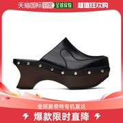 香港直邮潮奢 Eckhaus Latta 女士黑色铆钉穆勒鞋